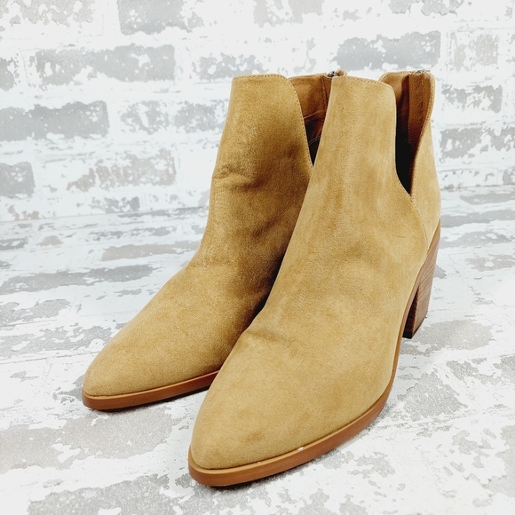 New Bp. Brynne Tan Faux Leather Block Heel Pointy Toe Ankle Boots W379 - Picture 2 of 13